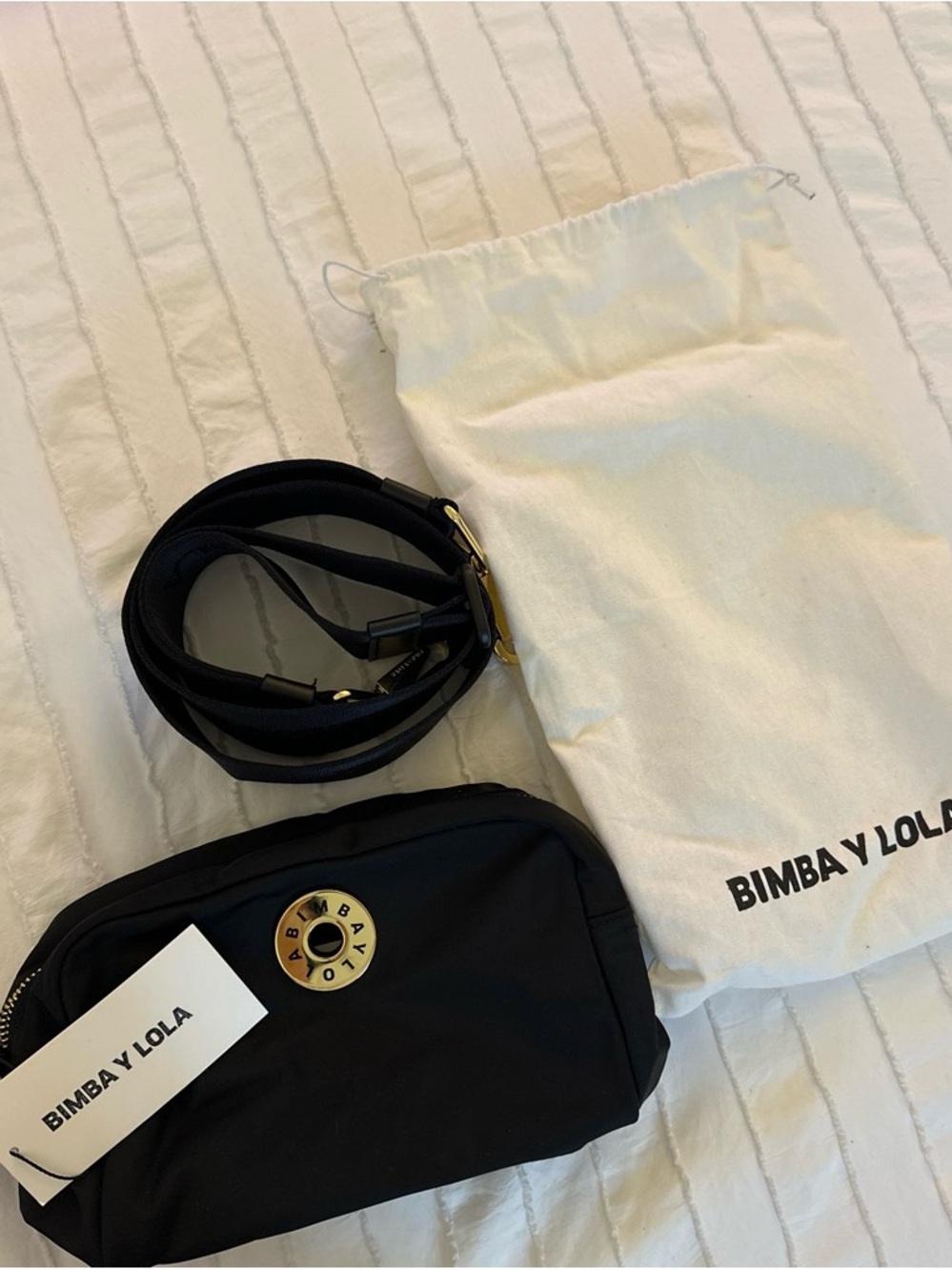 Bimba y Lola Black Crossbody Bag with Gold Accent